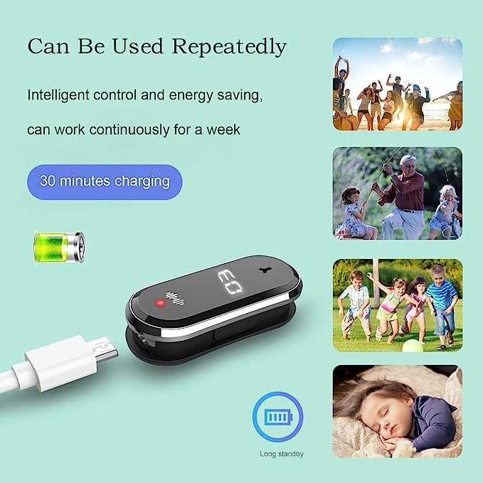 Bratara anti-tantari cu Ultrasunete si Ceas Digital CLAUSTEEL, Masoara Temperatura corporala si Numarul de pasi, Model Ultimate, Anti-insecte, Incarcare USB, Rezistenta la apa, Unisex, negru [5]