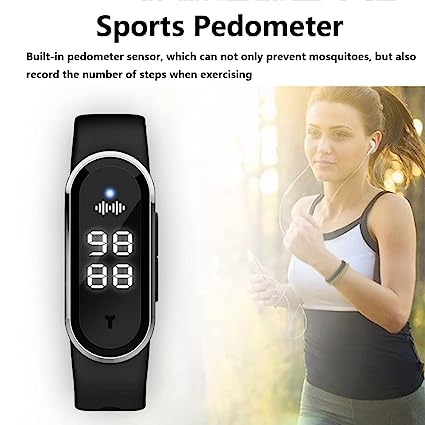 Bratara anti-tantari cu Ultrasunete si Ceas Digital CLAUSTEEL, Masoara Temperatura corporala si Numarul de pasi, Model Ultimate, Anti-insecte, Incarcare USB, Rezistenta la apa, Unisex, negru [4]