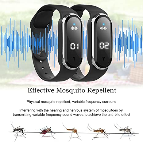 Bratara anti-tantari cu Ultrasunete si Ceas Digital, Design Modern, Anti-insecte, Incarcare USB, Rezistenta la apa, Unisex, negru [7]