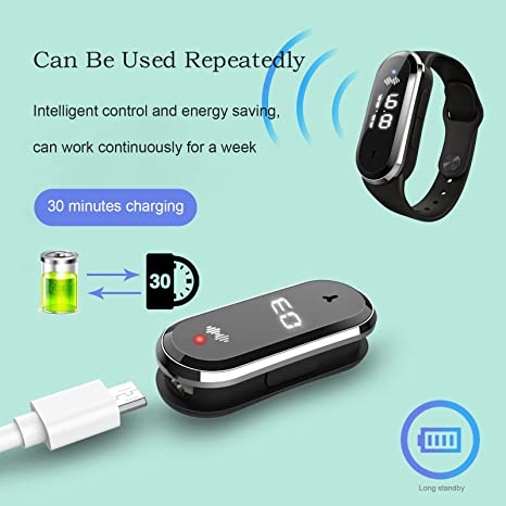 Bratara anti-tantari cu Ultrasunete si Ceas Digital, Design Modern, Anti-insecte, Incarcare USB, Rezistenta la apa, Unisex, negru [5]