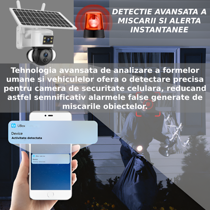 Camera de supraveghere CLAUSTEEL 2in1 cu Panou Solar inclus ST539, 6MPX Ultra HD, Portabila, Acumulator incorporat 12000mah, Rotire automata, Micro SD, Cartela SIM, Conexiune 4G, Alarma rosu albastru, [9]