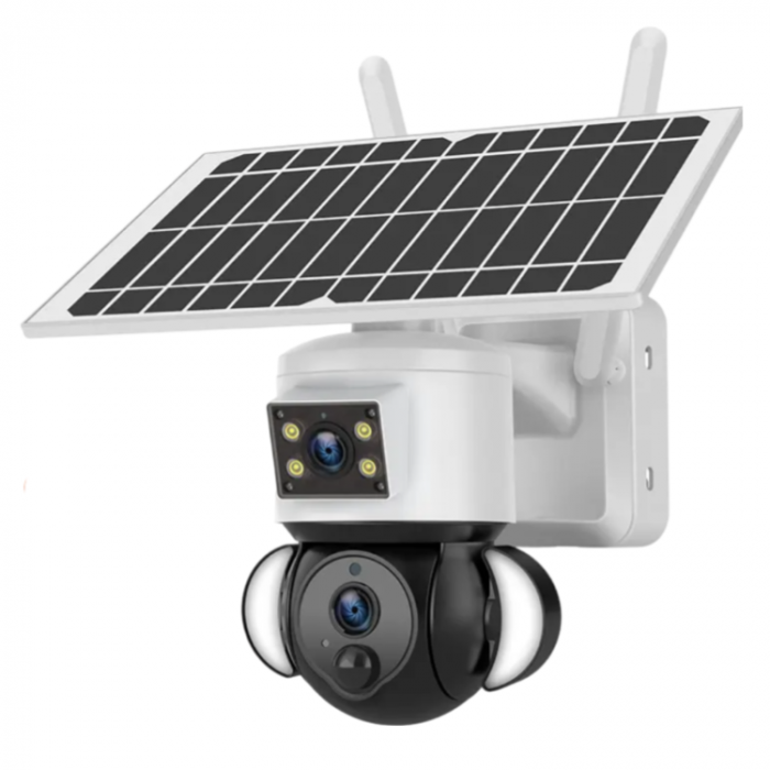 Camera de supraveghere CLAUSTEEL 2in1 cu Panou Solar inclus ST539, 6MPX Ultra HD, Portabila, Acumulator incorporat 12000mah, Rotire automata, Micro SD, Cartela SIM, Conexiune 4G, Alarma rosu albastru, [5]