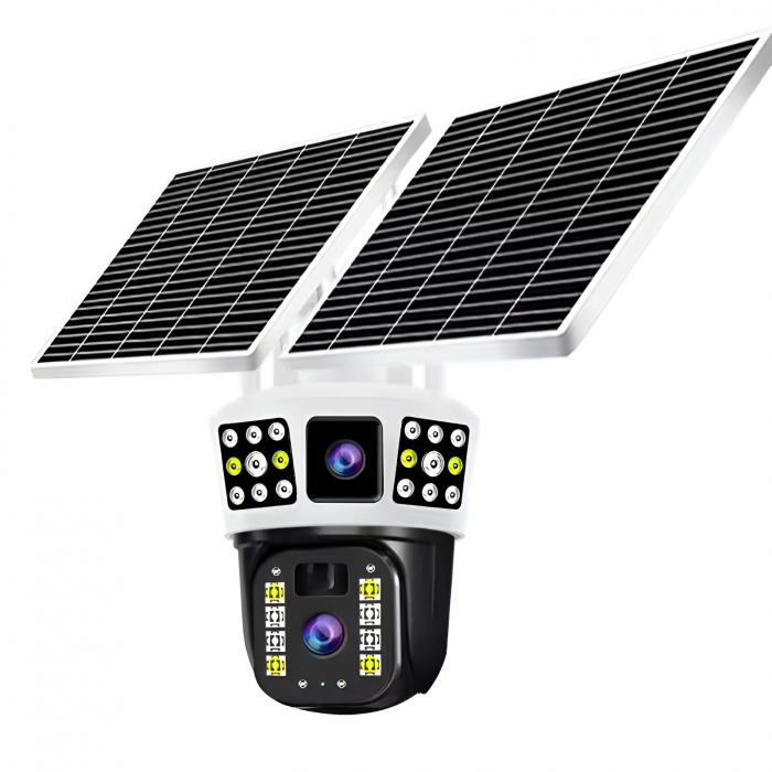 Camera de supraveghere CLAUSTEEL 2in1 cu vedere tripla, Panou Solar Dublu, 4MP, Portabila, Acumulator incorporat 12000mah, Rotire automata, Micro SD, Cartela SIM, Conexiune 4G, Supravegheaza trei zone [2]