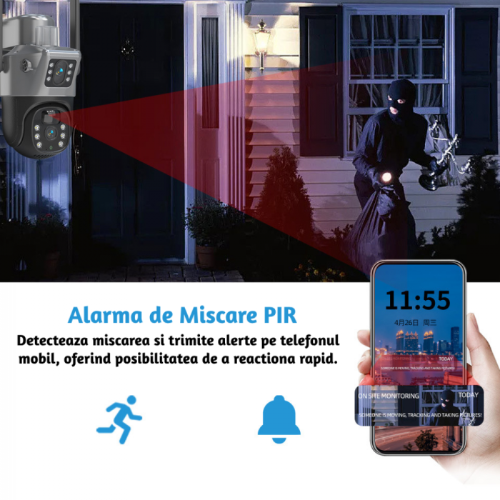 Camera de supraveghere CLAUSTEEL 2IN1 M146 cu Vedere Dubla, Conexiune Wireless, Panou Solar Monocristalin, Acumulator 10800 mAh, 6K, 6 Megapixeli, Night Vision Color, Portabila, Rotire Automata, Intel [8]