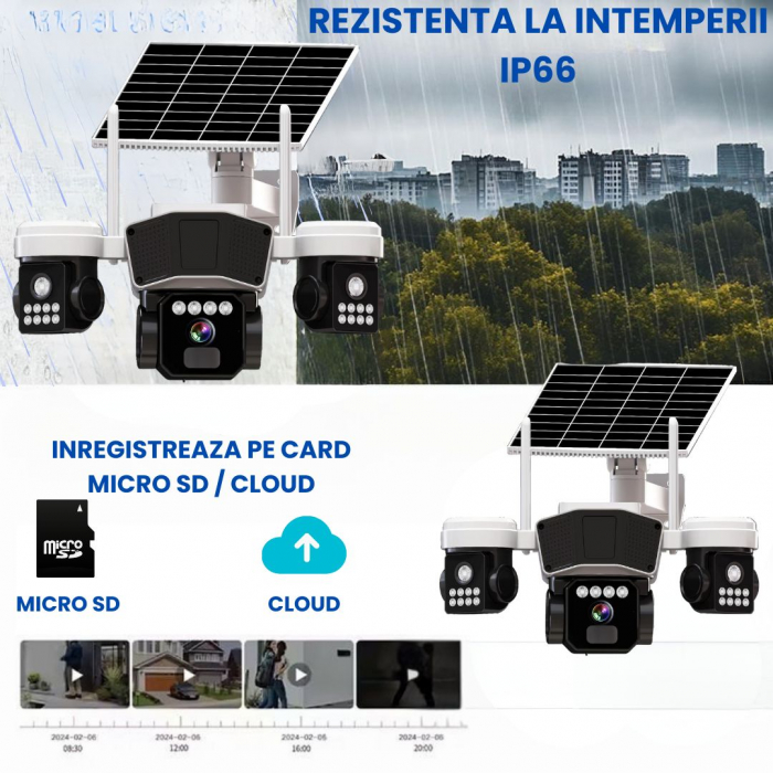 Camera de supraveghere CLAUSTEEL 3in1 cu panou solar, conexiune SIM 4G, 9MP, acumulator de 16.000 mAh, Rotire automata, urmarire inteligenta, Night Vision color, lumini nocturne, Slot MicroSD, Vedere [6]