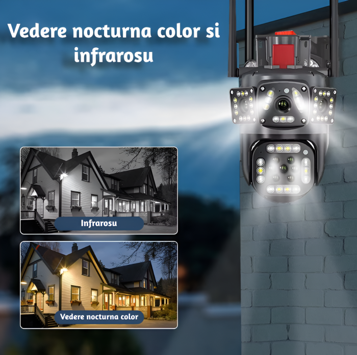Camera de supraveghere CLAUSTEEL 3IN1 M145, Tripla, 6K, 6 Megapixeli, Wireless, Portabila, Rotire automata, Micro SD, Inteligent tracking, Supravegheaza 3 zone simultan, Negru [3]