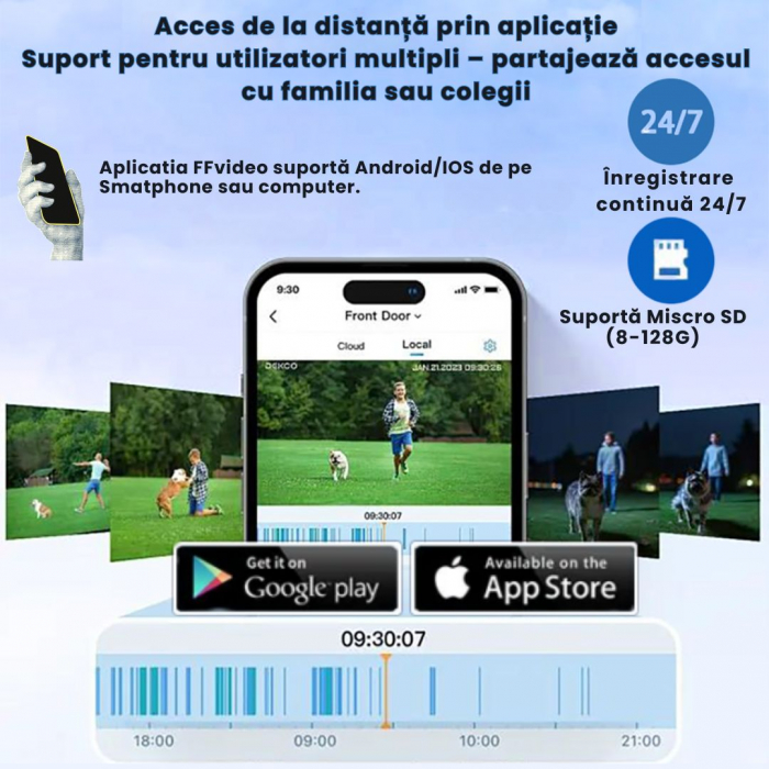 Camera de supraveghere CLAUSTEEL 4in1, WiFi, 360 de grade, 4 lentile PTZ, 12 MP, senzor de miscare, slot MicroSD, microfon, viziune nocturna color, alarma, supravegheaza 4 zone in acelasi timp [8]
