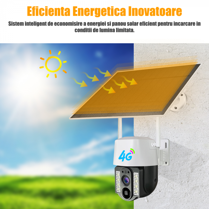 Camera de supraveghere CLAUSTEEL cu acumulatori 8000mAh, Portabila, Panou solar inclus, Slot SIM, conexiune 4G & WIFI, 3MP, Intelligent tracking, PTZ, Micro SD, Rotire automata, Alarma miscare, IP66 [6]