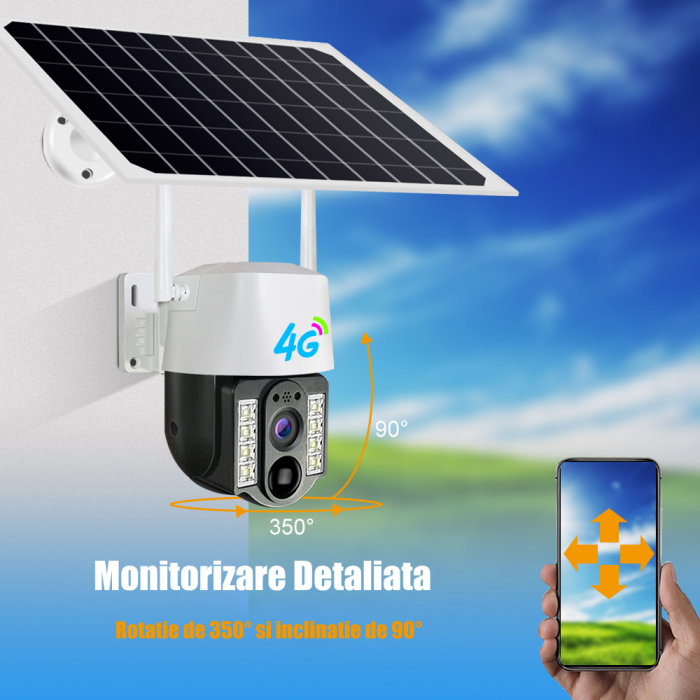 Camera de supraveghere CLAUSTEEL cu acumulatori 8000mAh, Portabila, Panou solar inclus, Slot SIM, conexiune 4G & WIFI, 3MP, Intelligent tracking, PTZ, Micro SD, Rotire automata, Alarma miscare, IP66 [8]