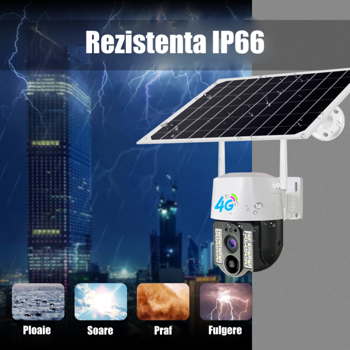 Camera de supraveghere CLAUSTEEL cu acumulatori 8000mAh, Portabila, Panou solar inclus, Slot SIM, conexiune 4G & WIFI, 3MP, Intelligent tracking, PTZ, Micro SD, Rotire automata, Alarma miscare, IP66 [4]