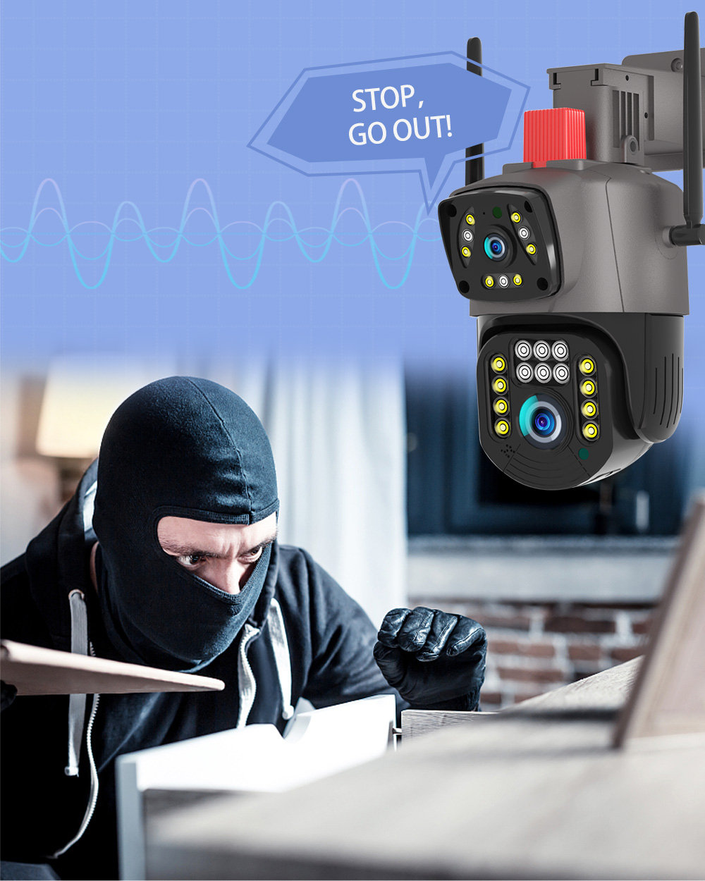 Camera de supraveghere CLAUSTEEL FullHd 4MP PTZ WiFi, exterior/interior, Night Vision Color, Comunicare bidirectionala, Intelligent tracking, IP66, Alarma miscare, Card microSD 64 GB inclus [3]