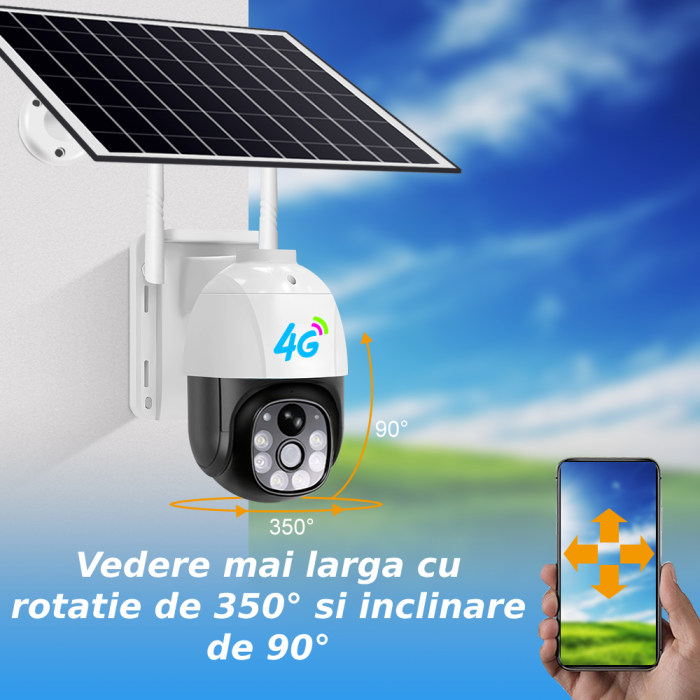 Camera de supraveghere CLAUSTEEL M118 cu acumulatori 12000mAh, Portabila, Panou solar inclus, Slot SIM, conexiune 4G, 3MP, Intelligent tracking, PTZ, Micro SD, Rotire automata, Alarma miscare, IP66 [6]