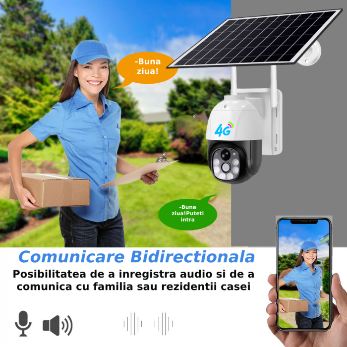 Camera de supraveghere CLAUSTEEL M118 cu acumulatori 12000mAh, Portabila, Panou solar inclus, Slot SIM, conexiune 4G, 3MP, Intelligent tracking, PTZ, Micro SD, Rotire automata, Alarma miscare, IP66 [8]