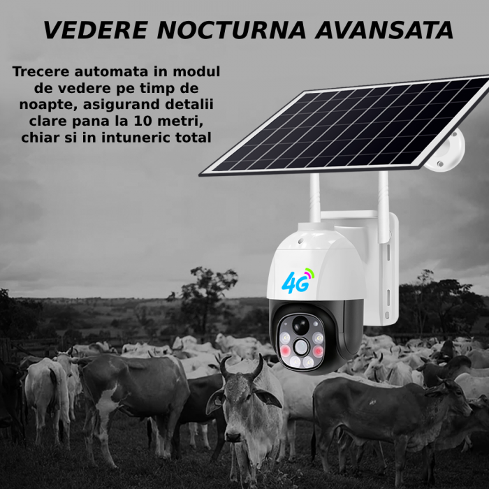 Camera de supraveghere CLAUSTEEL M118 cu acumulatori 12000mAh, Portabila, Panou solar inclus, Slot SIM, conexiune 4G, 3MP, Intelligent tracking, PTZ, Micro SD, Rotire automata, Alarma miscare, IP66 [3]
