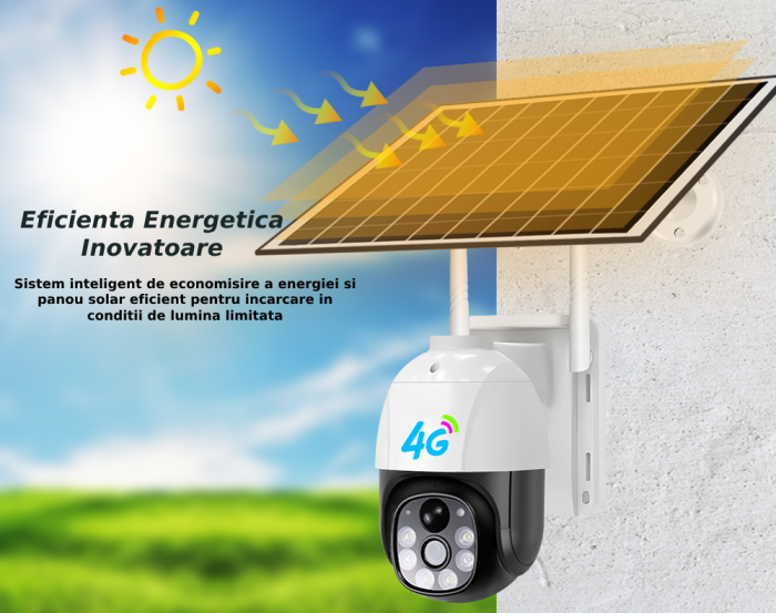 Camera de supraveghere CLAUSTEEL M118 cu acumulatori 12000mAh, Portabila, Panou solar inclus, Slot SIM, conexiune 4G, 3MP, Intelligent tracking, PTZ, Micro SD, Rotire automata, Alarma miscare, IP66 [4]