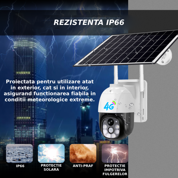 Camera de supraveghere CLAUSTEEL M118 cu acumulatori 12000mAh, Portabila, Panou solar inclus, Slot SIM, conexiune 4G, 3MP, Intelligent tracking, PTZ, Micro SD, Rotire automata, Alarma miscare, IP66 [7]