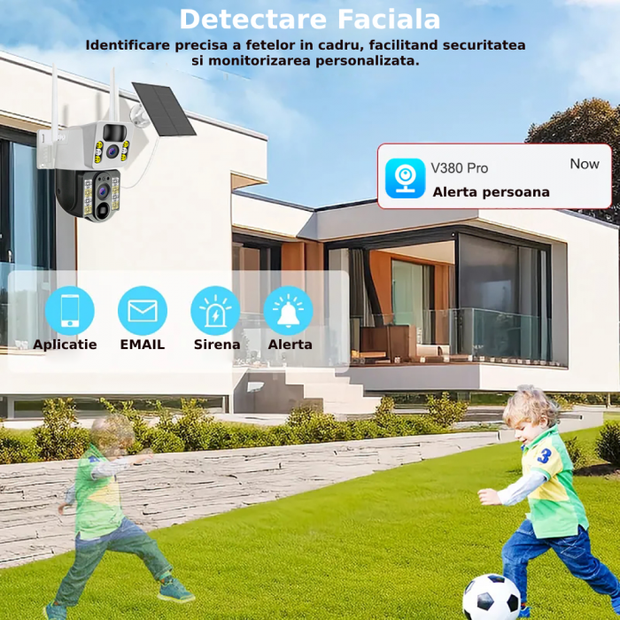 Camera de supraveghere CLAUSTEEL M119 2in1 cu Panou Solar inclus 20W, 4MP, Portabila, Acumulator incorporat 12000mah, Rotire automata, Micro SD, Cartela SIM, Conexiune 4G, Supravegheaza doua zone in a [8]