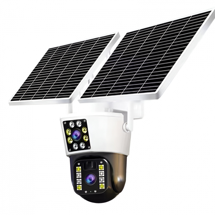 Camera de supraveghere CLAUSTEEL M120 2in1 cu Panou Solar Dublu inclus, 5MP, Portabila, Acumulator incorporat 12000mah, Rotire automata, Micro SD, Cartela SIM, Conexiune 4G, Supravegheaza doua zone in [2]