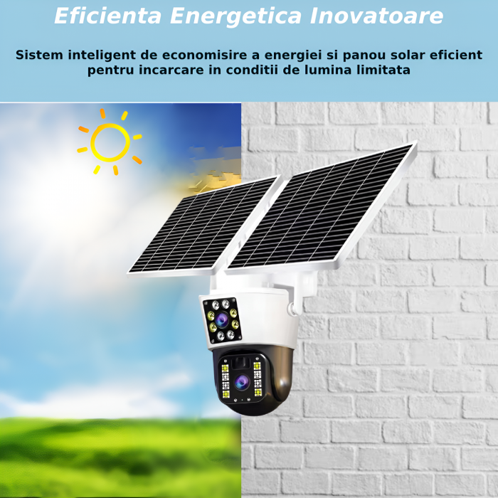 Camera de supraveghere CLAUSTEEL M120 2in1 cu Panou Solar Dublu inclus, 5MP, Portabila, Acumulator incorporat 12000mah, Rotire automata, Micro SD, Cartela SIM, Conexiune 4G, Supravegheaza doua zone in [9]