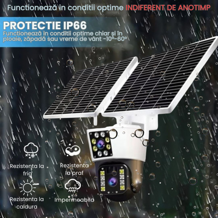 Camera de supraveghere CLAUSTEEL M120 2in1 cu Panou Solar Dublu inclus, 5MP, Portabila, Acumulator incorporat 12000mah, Rotire automata, Micro SD, Cartela SIM, Conexiune 4G, Supravegheaza doua zone in [8]