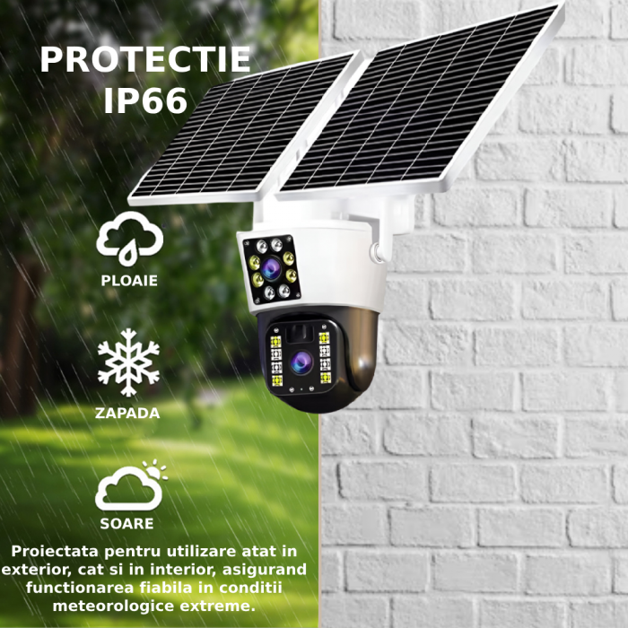 Camera de supraveghere CLAUSTEEL M120 2in1 cu Panou Solar Dublu inclus, 5MP, Portabila, Acumulator incorporat 12000mah, Rotire automata, Micro SD, Cartela SIM, Conexiune 4G, Supravegheaza doua zone in [4]