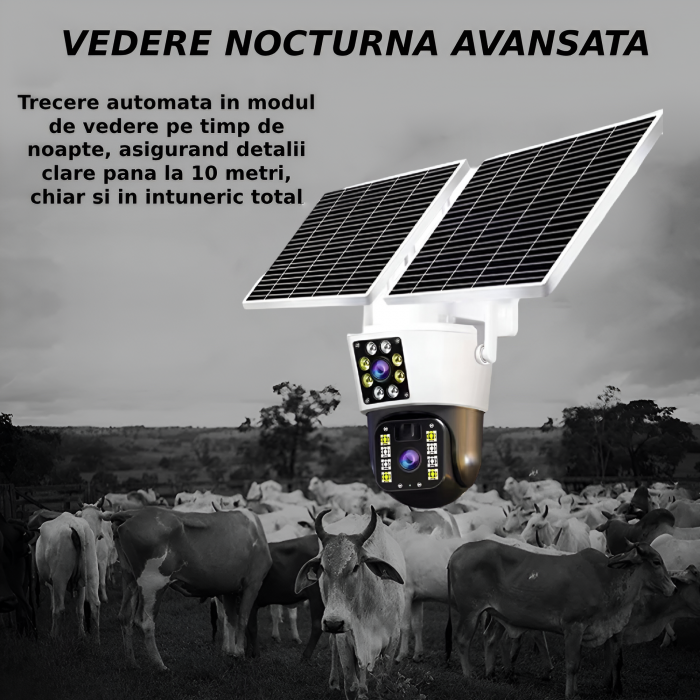 Camera de supraveghere CLAUSTEEL M120 2in1 cu Panou Solar Dublu inclus, 5MP, Portabila, Acumulator incorporat 12000mah, Rotire automata, Micro SD, Cartela SIM, Conexiune 4G, Supravegheaza doua zone in [7]