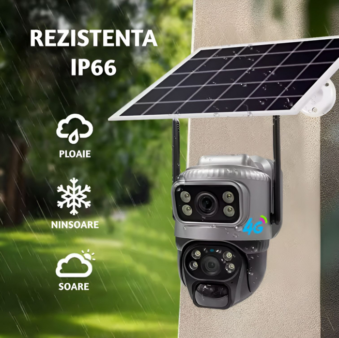 Camera de supraveghere CLAUSTEEL MAN 132 duala cu Panou Solar inclus, 2 lentile, 4MP, Portabila, Acumulator incorporat 8000mah, Rotire automata, Micro SD, Cartela SIM, Conexiune 4G, Supravegheaza doua [3]