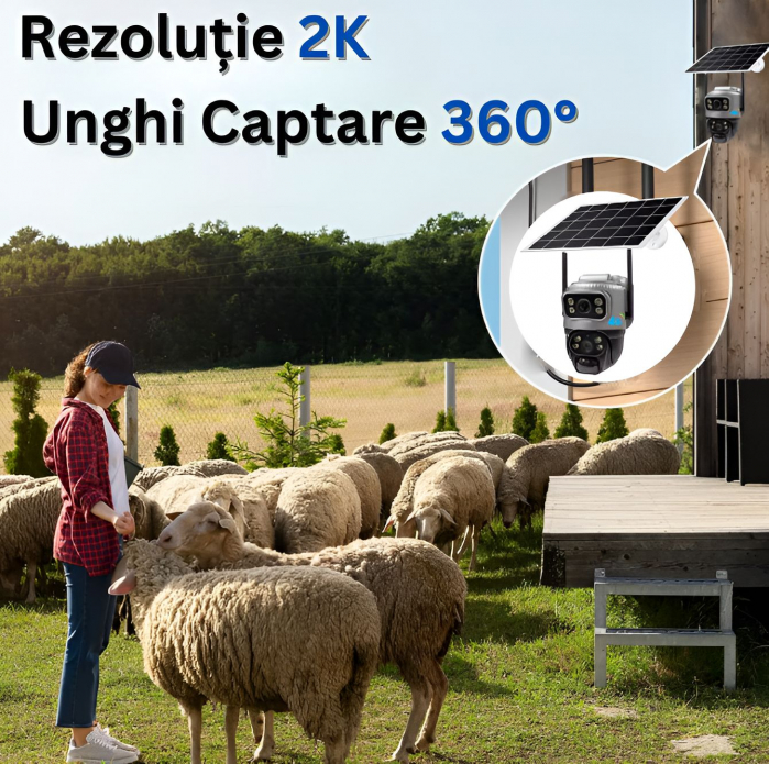 Camera de supraveghere CLAUSTEEL MAN 132 duala cu Panou Solar inclus, 2 lentile, 4MP, Portabila, Acumulator incorporat 8000mah, Rotire automata, Micro SD, Cartela SIM, Conexiune 4G, Supravegheaza doua [6]