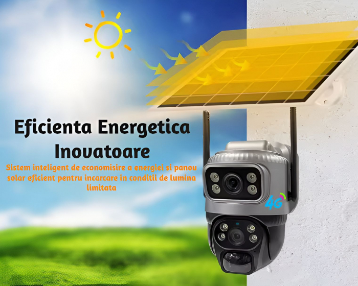 Camera de supraveghere CLAUSTEEL MAN 132 duala cu Panou Solar inclus, 2 lentile, 4MP, Portabila, Acumulator incorporat 8000mah, Rotire automata, Micro SD, Cartela SIM, Conexiune 4G, Supravegheaza doua [2]