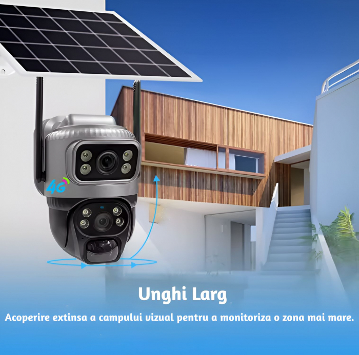 Camera de supraveghere CLAUSTEEL MAN 132 duala cu Panou Solar inclus, 2 lentile, 4MP, Portabila, Acumulator incorporat 8000mah, Rotire automata, Micro SD, Cartela SIM, Conexiune 4G, Supravegheaza doua [4]