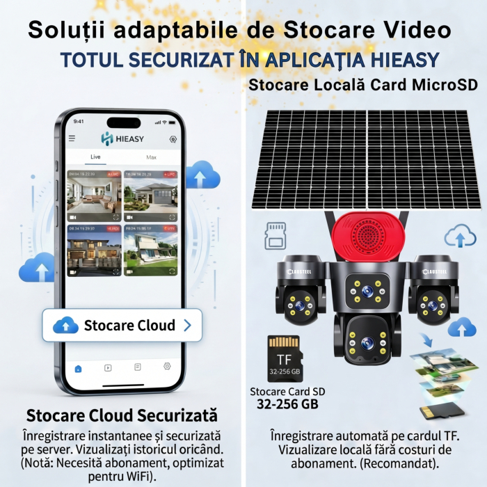Camera supraveghere CLAUSTEEL 4G cu panou solar 16W, 4 lentile, AOV, 16MP UHD, baterie 15600 mAh, detectie radar 30m, IR 30m, zoom 12X, audio bidirectional, IP66 [11]