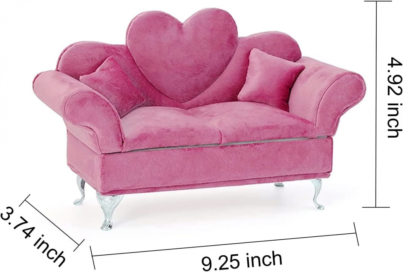 Cutie de bijuterii din catifea in forma de canapea de lux, Design rafinat, Ajuta la protejarea bijuteriilor, accesoriu decorativ [3]