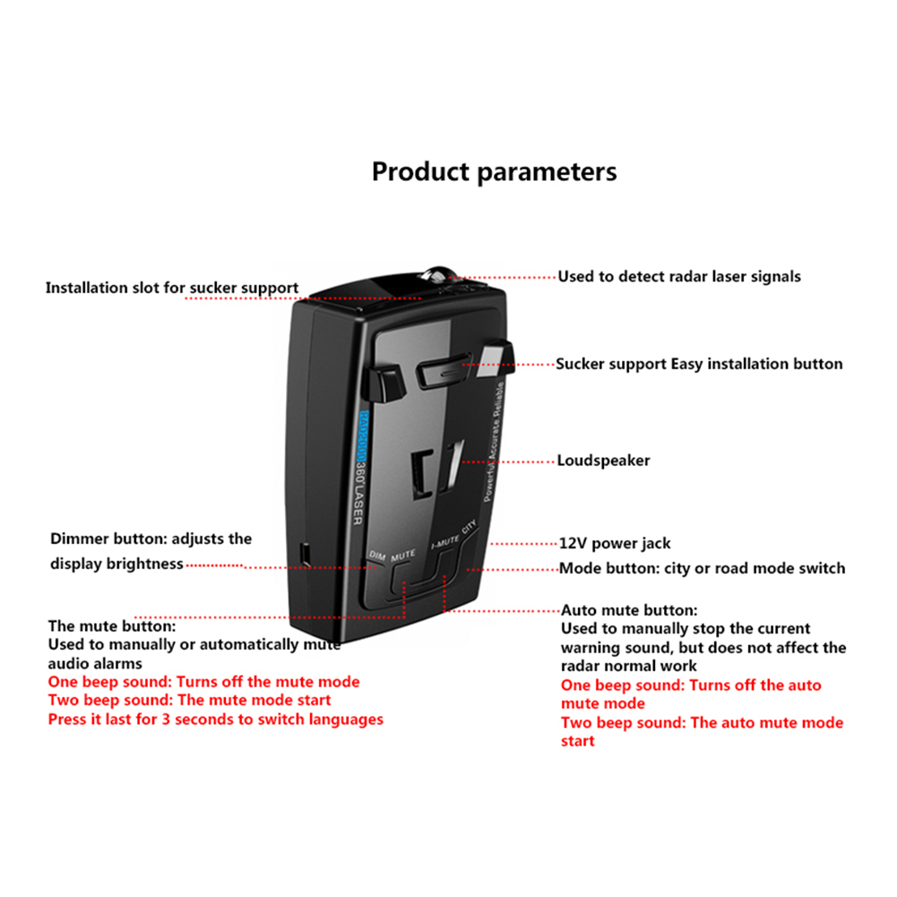 Detector de radar CLAUSTEL RAD2000, 16 benzi, Detectie laser 360 grade X K KA, Detecteaza Radare si Pistoale Radar noi, Ecran LED, Accesorii incluse [9]