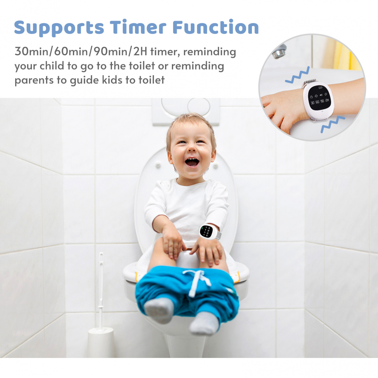 Dispozitiv cu Alarma anti-umiditate CLAUSTEEL, Ceas cu alarma pentru incontinenta urinara, 4 Moduri de operare, Setare de vibratie si temporizare, Reincarcabil, pentru antrenament la olita, Senzor ant [3]