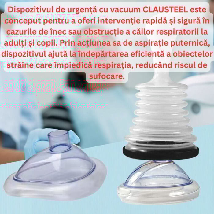 Dispozitiv de Urgenta cu Vacuum Anti Asfixiere si Anti Inec CLAUSTEEL, Dispozitiv de Salvare, Prim Ajutor cu Masti pentru Resuscitare in 2 Dimensiuni pentru Copii si Adulti, Kit de Prim Ajutor Portabi [3]