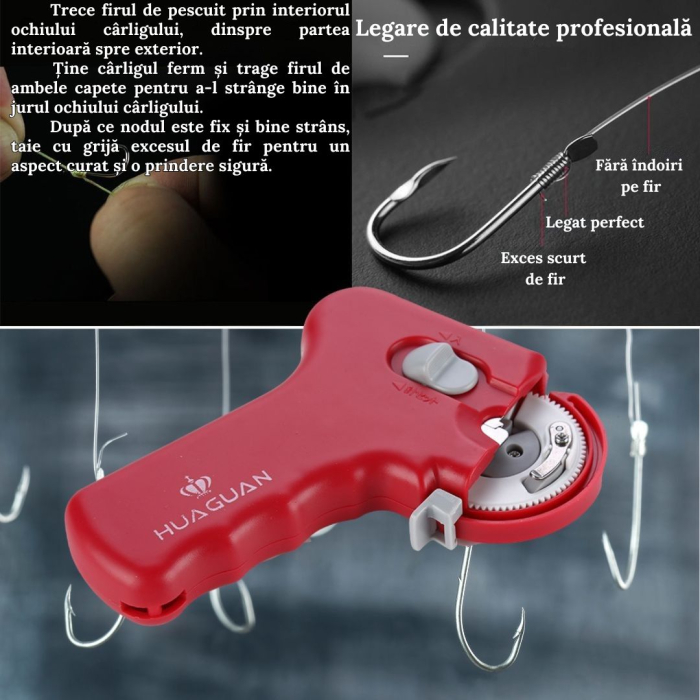 Dispozitiv electric automat pentru legarea carligelor de pescuit CLAUSTEEL, Portabil , Leaga toate tipurile de carlige, Ideal pentru trusa oricarui pescar [3]