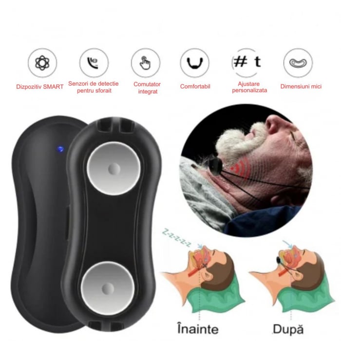 Dispozitiv Inteligent Anti-Sforait CLAUSTEEL cu acumulator, Tehnologie EMS, Detecteaza automat Sforaitul si Regleaza Tulburarile Respiratorii cu ajutorul microcurentilor, Imbunatateste calitatea somnu [2]
