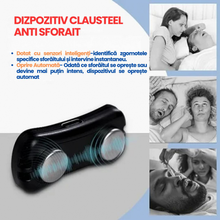 Dispozitiv Inteligent Anti-Sforait CLAUSTEEL cu acumulator, Tehnologie EMS, Detecteaza automat Sforaitul si Regleaza Tulburarile Respiratorii cu ajutorul microcurentilor, Imbunatateste calitatea somnu [5]