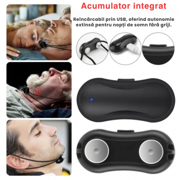 Dispozitiv Inteligent Anti-Sforait CLAUSTEEL cu acumulator, Tehnologie EMS, Detecteaza automat Sforaitul si Regleaza Tulburarile Respiratorii cu ajutorul microcurentilor, Imbunatateste calitatea somnu [6]