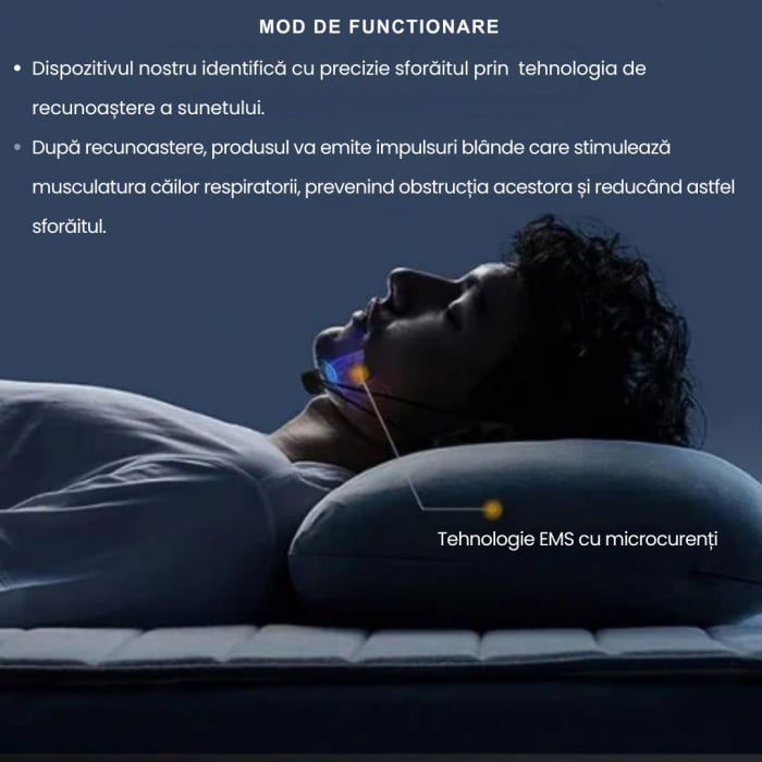 Dispozitiv Inteligent Anti-Sforait CLAUSTEEL cu acumulator, Tehnologie EMS, Detecteaza automat Sforaitul si Regleaza Tulburarile Respiratorii cu ajutorul microcurentilor, Imbunatateste calitatea somnu [3]