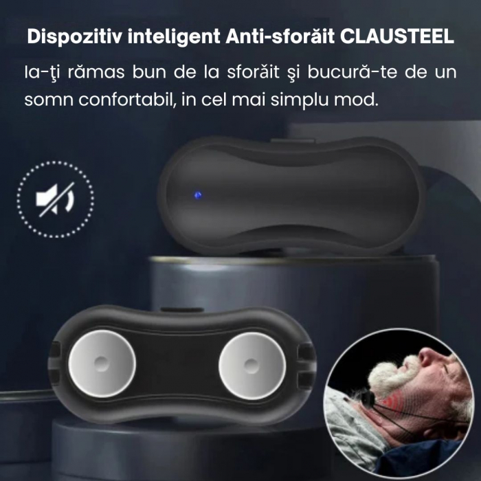 Dispozitiv Inteligent Anti-Sforait CLAUSTEEL cu acumulator, Tehnologie EMS, Detecteaza automat Sforaitul si Regleaza Tulburarile Respiratorii cu ajutorul microcurentilor, Imbunatateste calitatea somnu [9]