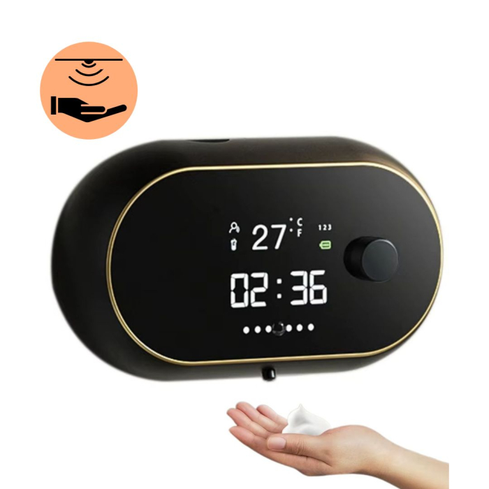 Dozator CLAUSTEEL cu Dispenser automat cu senzor de miscare tactil pentru sapun spuma si dezinfectant,500ML, Display cu afisaj LED, afiseaza temperatura, ora si nivelul de spumare, acumulator 2000mAh, [1]