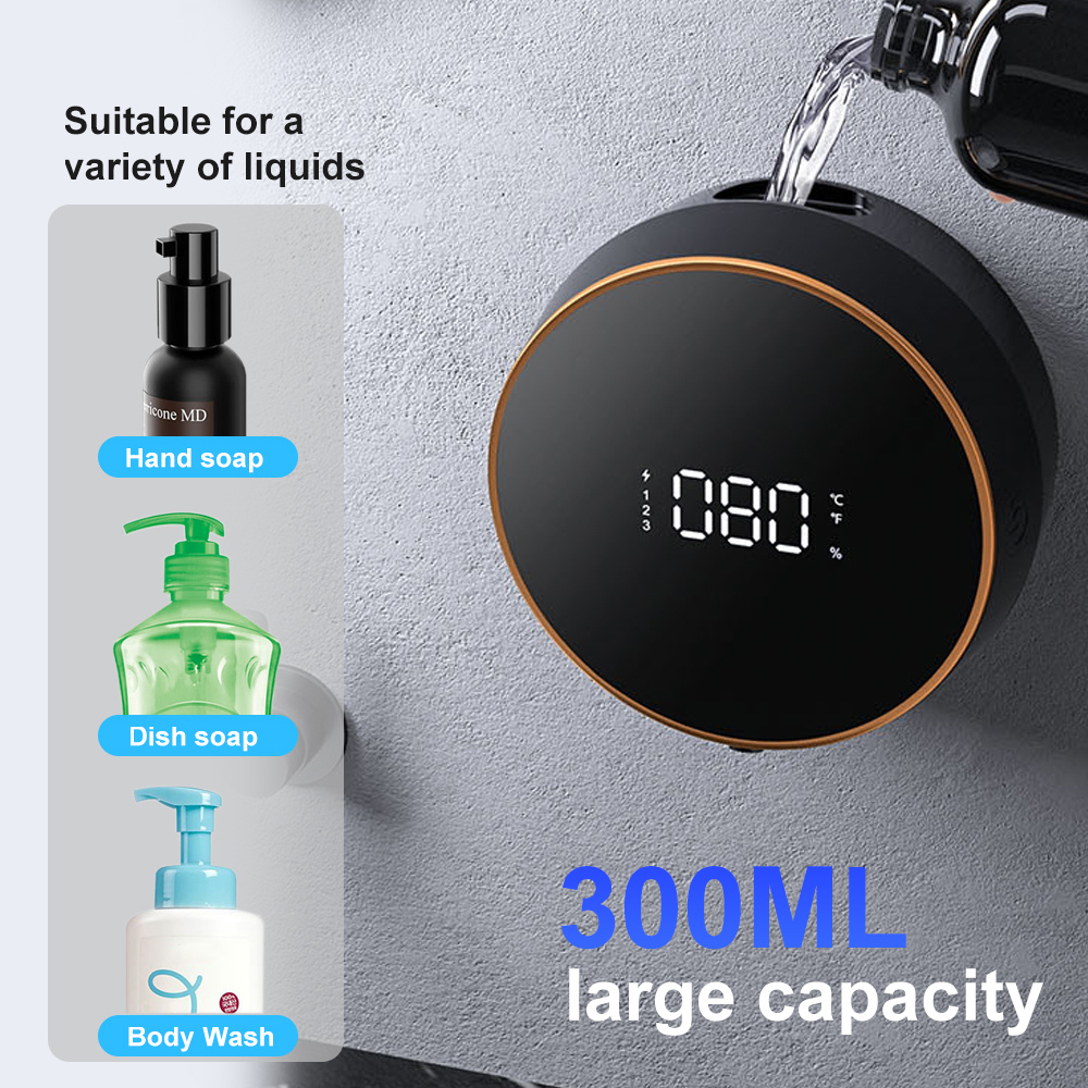 Dozator CLAUSTEEL cu Dispenser automat cu senzor de miscare tactil pentru sapun spuma si dezinfectant, Display cu afisaj LED, afiseaza bateria si nivelul de spumare, negru [8]