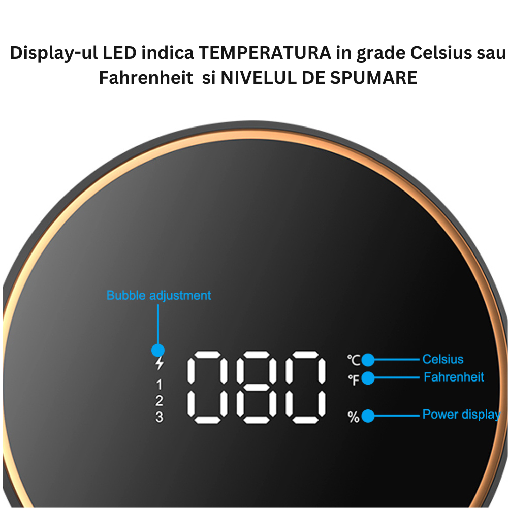 Dozator CLAUSTEEL cu Dispenser automat cu senzor de miscare tactil pentru sapun spuma si dezinfectant, Display cu afisaj LED, afiseaza bateria si nivelul de spumare, negru [7]