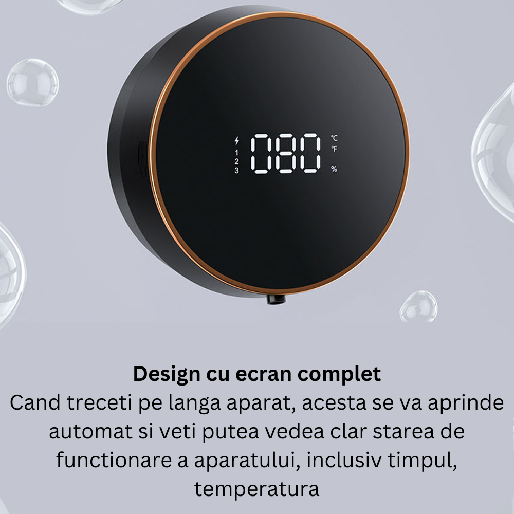 Dozator CLAUSTEEL cu Dispenser automat cu senzor de miscare tactil pentru sapun spuma si dezinfectant, Display cu afisaj LED, afiseaza bateria si nivelul de spumare, negru [5]
