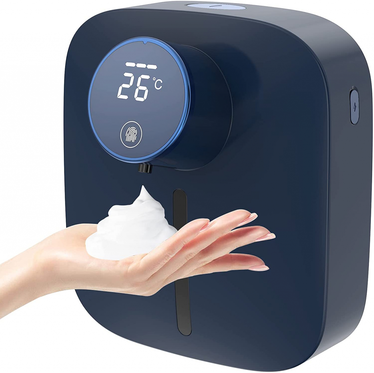 Dozator cu Dispenser automat x101 cu senzor de miscare tactil pentru sapun spuma si dezinfectant, Display cu afisaj LED, afiseaza temperatura si nivelul de spumare, Albastru [7]
