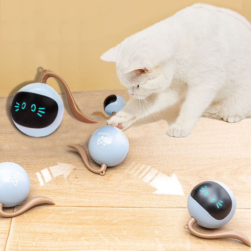 Jucarie de exercitiu interactiva, inteligenta de tip minge rotativa automata electrica cu auto-rotire, se rostogoleste si sare, LED-uri colorate, reincarcabila prin USB, Ideala pentru copii, caini si [5]