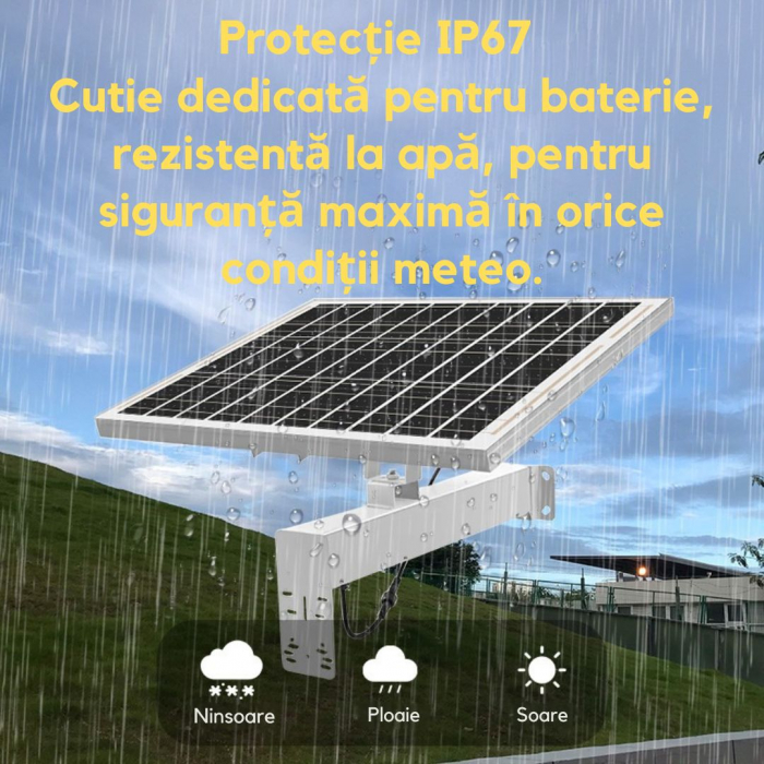 Panou solar CLAUSTEEL pentru camere de supraveghere, 60W, 12V, acumulator inclus 40 Ah, monocristalin, IP67, incarcare si stocare energie, autonomie până la 20h cu doar 1h de încărcare [7]