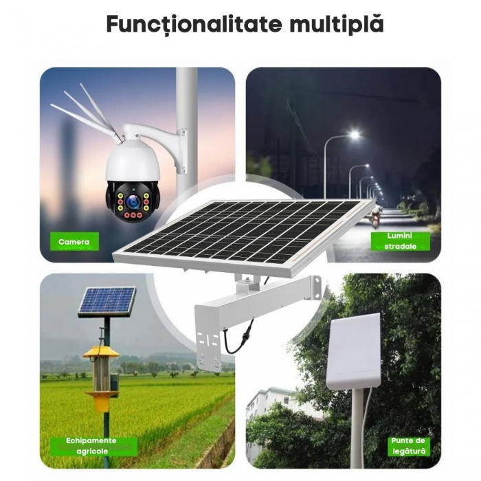 Panou solar CLAUSTEEL pentru camere de supraveghere, 60W, 12V, acumulator inclus 40 Ah, monocristalin, IP67, incarcare si stocare energie, autonomie până la 20h cu doar 1h de încărcare [8]