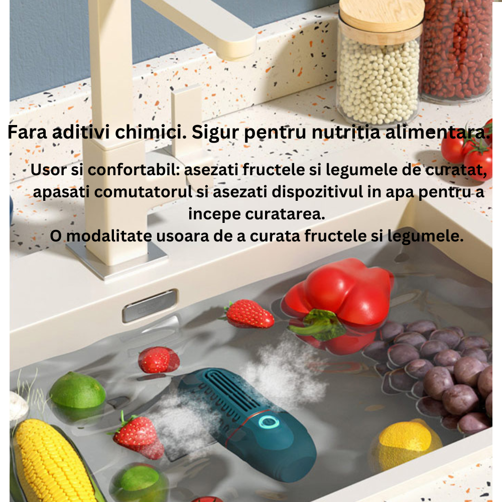 Purificator profesional CLAUSTEEL in forma de capsula, portabil, multifunctional, cu USB, automat, pentru curatarea si purifierea alimentelor in gospodarie, inclusiv fructe si legume, orez si carne [4]